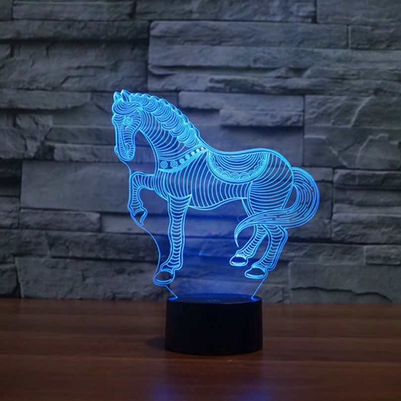 VETRO LED LIGHT 3S 新品未使用 STL 7colors Changing 3D LED Animal Nightlights - Horse Zebra
