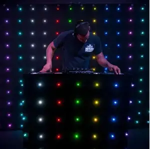 DJ Booth Backdrop for RGB Twinkling Party Cloth LED starlit Curtain Nightclub Stage