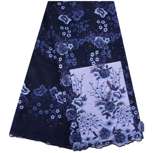 Tissu de dentelle brodée africaine avec fleurs 3D perlées Tissu de dentelle Tulle Robes de Dubaï pour femmes <span class=keywords><strong>1233</strong></span> - Product Image 4