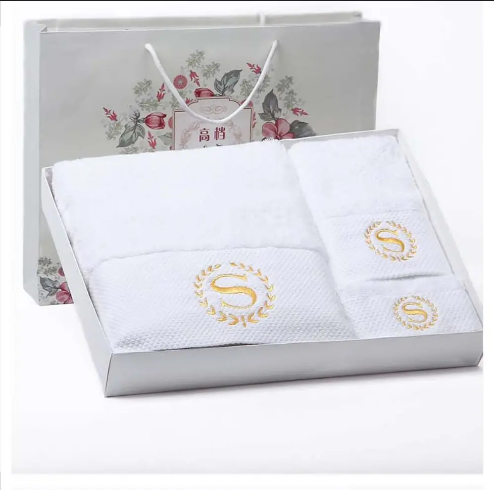 Publicidad profesional personalizado hotel regalo bordado toallas con logotipo