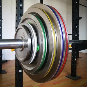 Wholesale logo customized gym fitness power training used barbell bumper weight plates