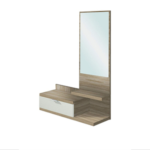 Bedroom Wood Small <strong>Wall</strong> <strong>Mounted</strong> Dressing <strong>Table</strong> With Mirror and Stool - Product Image 3