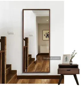 Miroir de plancher pleine longueur avec cadre en bois naturel miroir de Dressing avec support debout