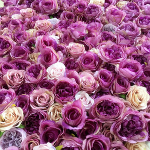 SPR <span class=keywords><strong>livraison</strong></span> <span class=keywords><strong>gratuite</strong></span> 24 pièces/ensemble blanc violet Ombre Occasion de mariage artificielle Rose fleur mur toile de fond ventes d'usine - Product Image 2