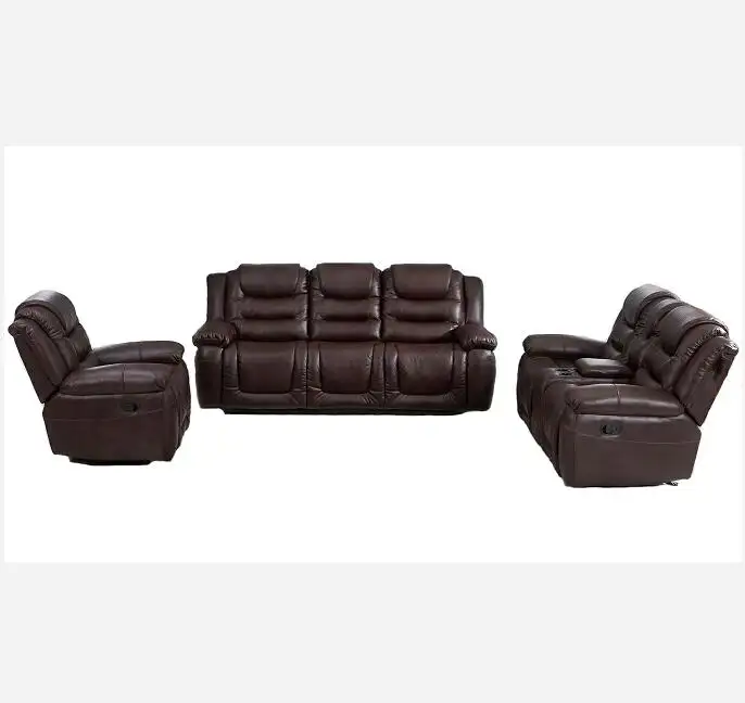 Modern Style Functional Living Room Air Leather 3+2+1 Sectional Reclineing Sofa Sets