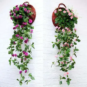 Artificial rose wall hanging basket simulation flower false flower wedding home decoration false flower wall art decoration hang