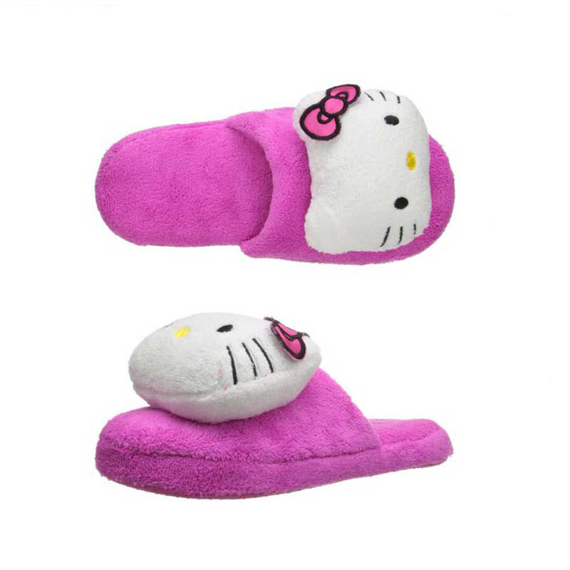 Удобные Меховые детские Мультяшные зимние теплые домашние Тапочки Мягкие плюшевые домашние тапочки с котенком