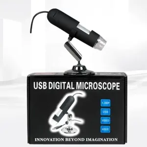 Pluggable USB digital microscope with stand for Windows, Mac, Linux, mobile devices.