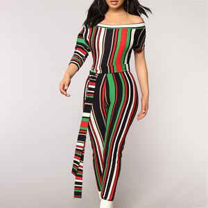 Nuevo personalizado mono mujeres raya sin tirantes frenulum <span class=keywords><strong>manga</strong></span> asimétrica piel tight Romper - Product Image 6