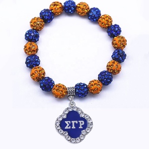 Hermosas Pulseras Elásticas Hechas a Mano con Cuentas de Cristal, Dijes Griegos Delta <span class=keywords><strong>ZETA</strong></span> SIGMA, Joyería para Mujer, Regalo - Product Image 1