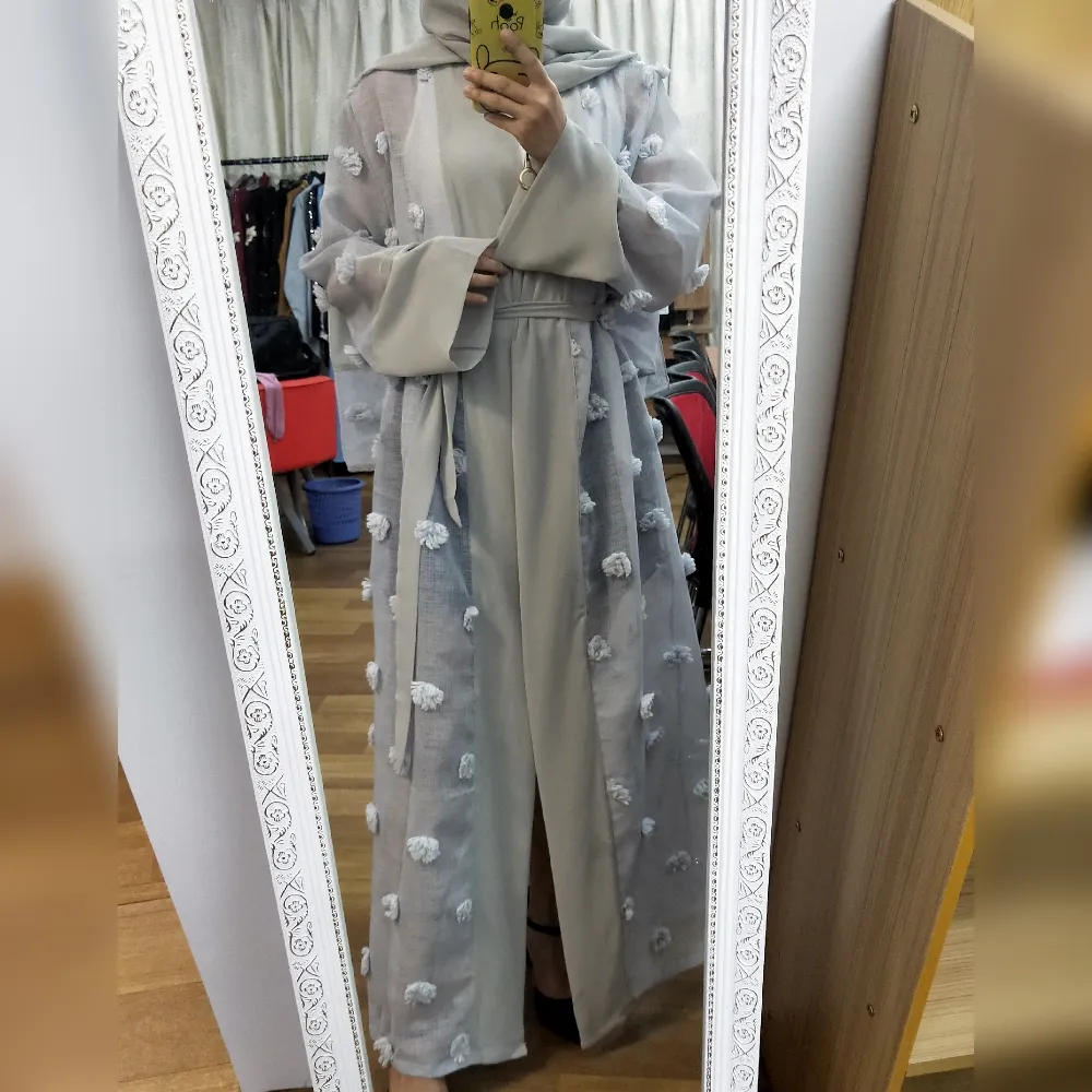 Roupas femininas para verão, flores 3d casuais, respiráveis, hijab, roupas islâmicas com lenços, em dubai, abaya, 1641 #