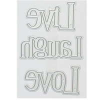 3 pièces de matrices métalliques personnalisées plaquées argent, gravées au laser, avec les inscriptions 'Live & Laugh & Love', pour carton de fêtes