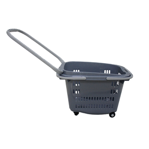 Tejido de plástico de cestas de compras de supermercado cesta carros con <span class=keywords><strong>2</strong></span> ruedas venta al por mayor - Product Image 5