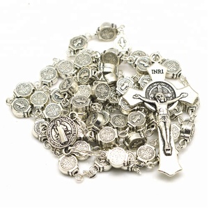 Artículos religiosos fabricantes santos católicos Benedicto cuentas de Rosario para hombres joyería de la aleación del cinc - Product Image 1