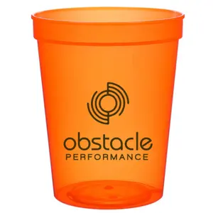 Taza de plástico translúcido naranja neón de 16oz para estadio - Product Image 1