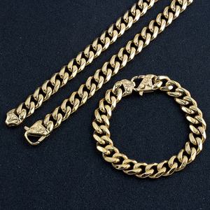 OUMI-Collar <span class=keywords><strong>de</strong></span> Eslabones Cubanos Chapado en Oro Pesado, Joyería Punk Hiphop <span class=keywords><strong>de</strong></span> Acero Inoxidable <span class=keywords><strong>de</strong></span> 18K, Diseño para Hombre, Boda - Product Image 3