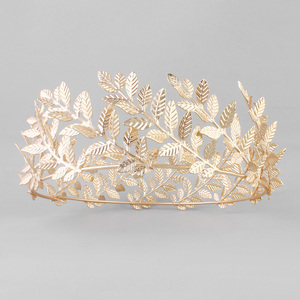 Diseño completo de hoja redonda Tiara dorada Corona Diademas Couronne Mariage Coronitas Coroas De Misses - Product Image 4
