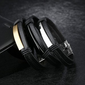 <span class=keywords><strong>Bracelet</strong></span> 30mm en <span class=keywords><strong>cuir</strong></span> et acier inoxydable pour <span class=keywords><strong>homme</strong></span>, <span class=keywords><strong>gravé</strong></span> noir - Product Image 6