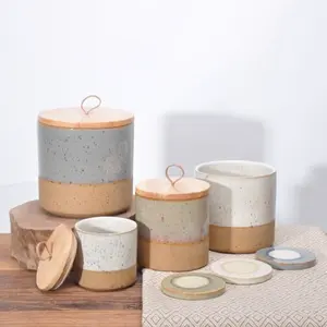 Ceramic Candle Jar India Empty Cylinder Shape Straight Side Fancy Ceramic Vintage Candle Jars With Logo