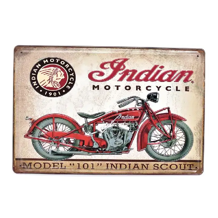 Panneau mural indien en métal 3D gaufré, vintage, affiche murale, bon marché pour moto