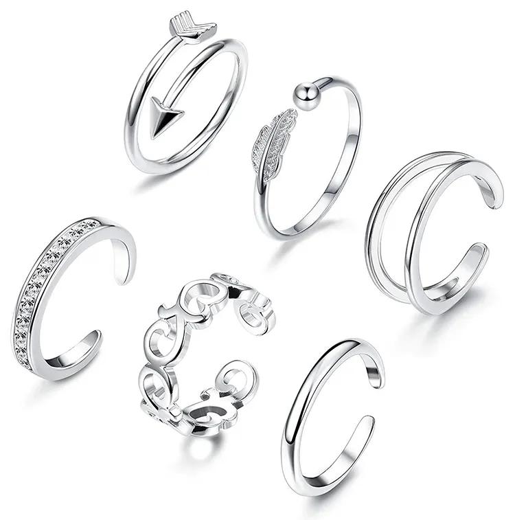 Fashion Design Sterling Silver 925 cut out band toe ring