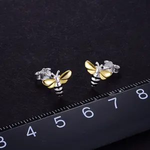 डिजाइनर ठीक 925 चांदी लवली शहद मधुमक्खी हाथ से बने गहने सेट कान की बाली