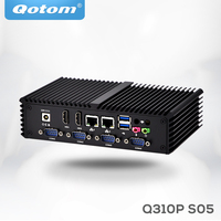 Ordinateurs mini PC industriels économiques Qotom Linux Ubuntu Win10 Barebone fabriqués en Chine avec RS232 2 Ethernet Thin Client