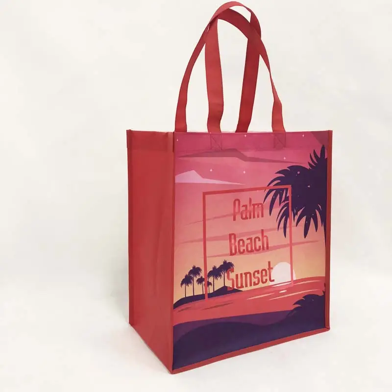 Bolsa de tela no tejida con impresión a todo color, personalizada, no necesita placa, 100g, pp