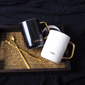 24oz sang trọng gốm cốc cà phê với vàng xử lý nhà máy bán buôn tùy chỉnh cup với muỗng - Product Image 2