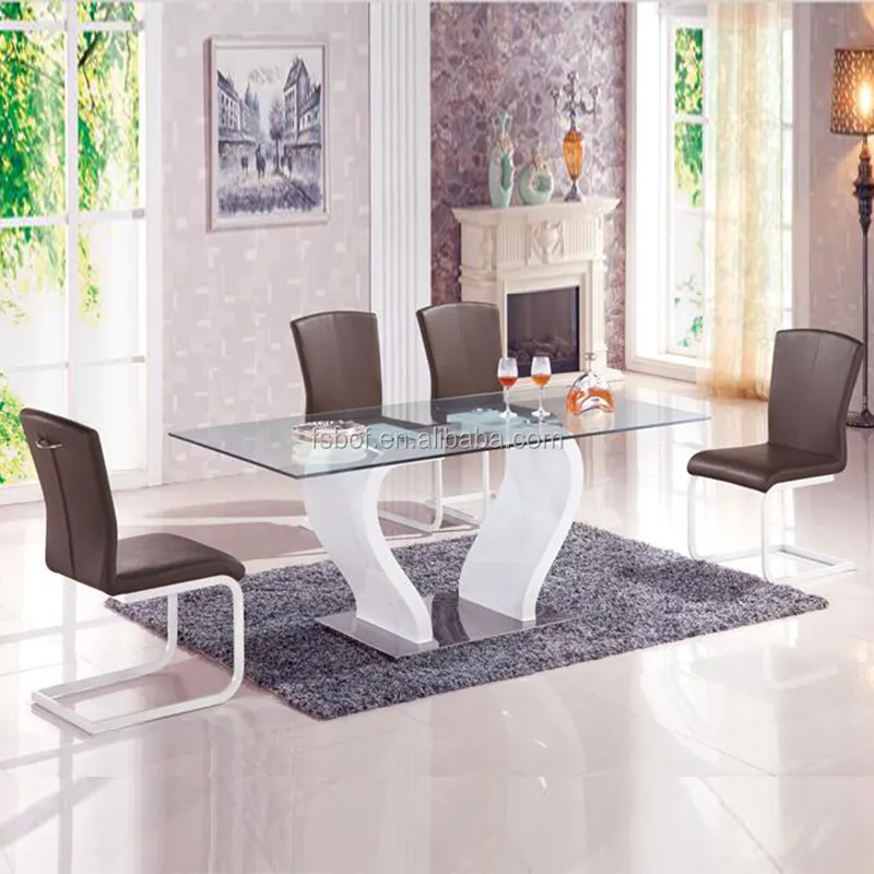 Mesa de comedor de cristal con forma de x ajustable, con seis sillas, muebles para el hogar GD021