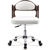 Chaise de bureau réglable base étoile avec siège en cuir PU blanc et roulettes HY2012