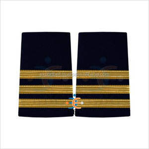 Parche de Epaulete de Cuero y Tela Oxford para Piloto OEM, Insignia de Rango de Dos Rayas Doradas, Trenza de Alambre Dorado Francés al por Mayor, Hecho a Mano - Product Image 1