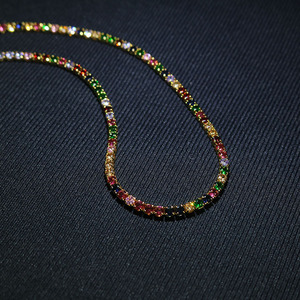 NZ1010 Fashion Sparkly Bling Jewelry Dainty Classic Gold Minimalist <strong>Rainbow</strong> CZ Diamond Tennis Chain Choker <strong>Necklace</strong> - Product Image 4