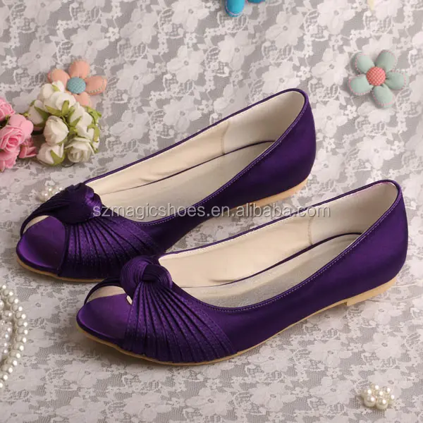 Purple Wedding Flats Peep Toe