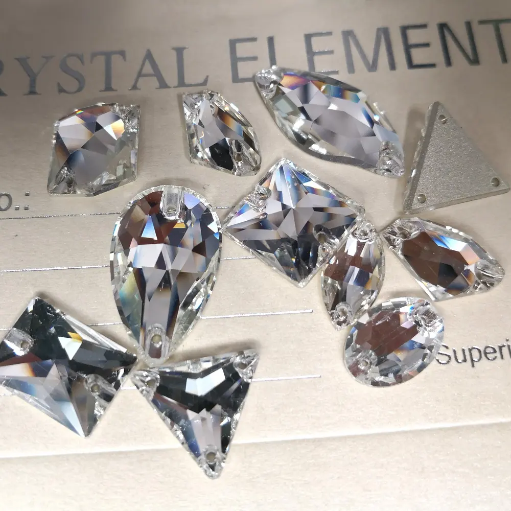Yanruo-diamantes de imitación transparentes para costura, piedra de cristal para coser, para vestido de boda