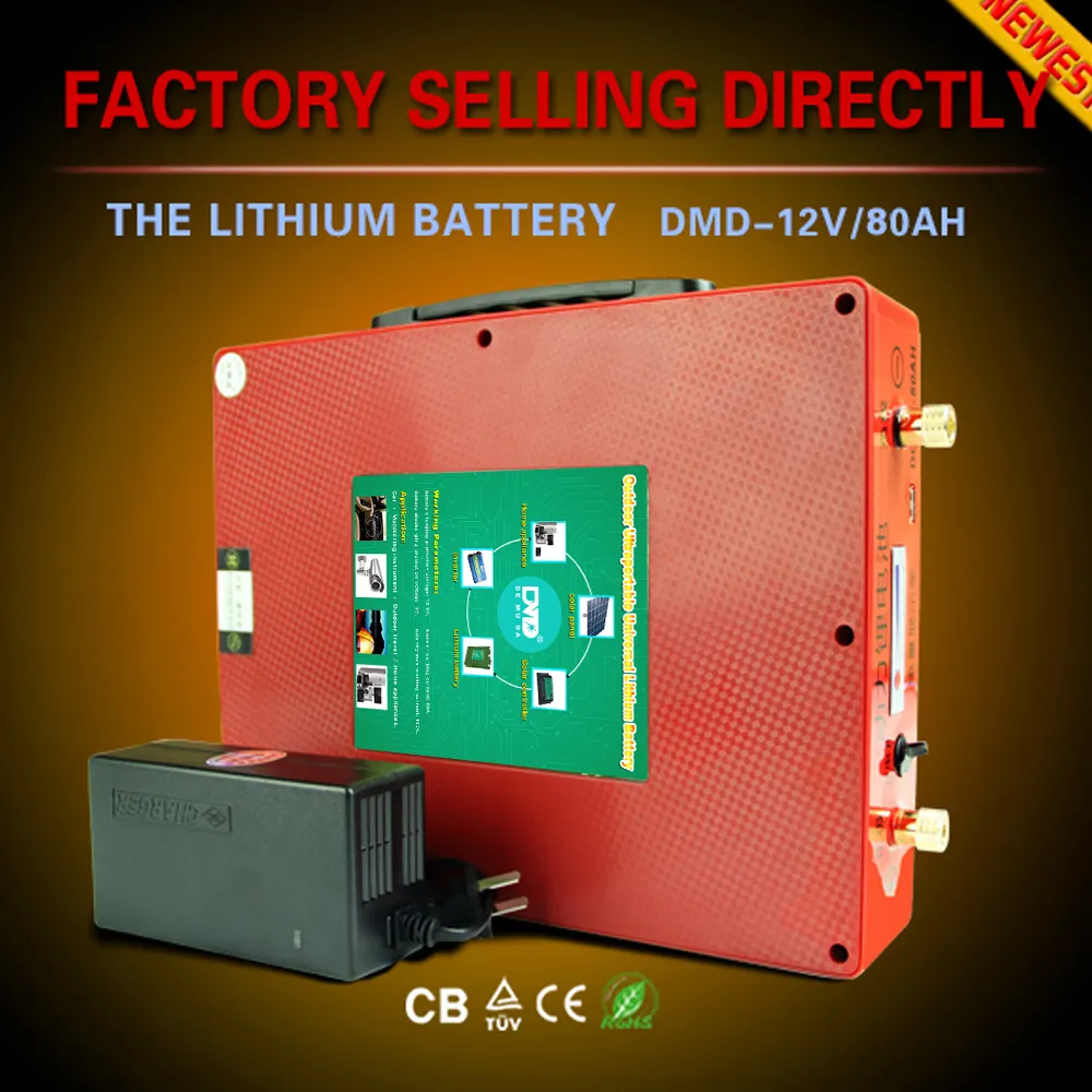 Nuevo concepto sólo 3.5 KG 18650 pack dry 12 v 80ah batería de litio-ion de la batería ultra delgada