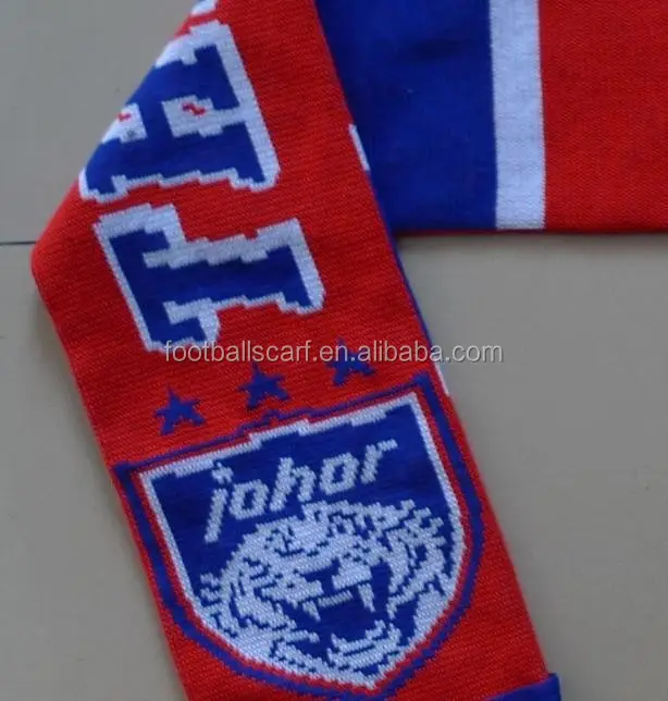 maleisië voetbalclub aangepast ontwerp dubbele kanten breien jacquard voetbal sjaal