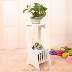 Eco-friendly Wooden Rack Holder for Magazine White Round Side Wooden Coffee <strong>Table</strong> <strong>with</strong> Drawer <strong>Shelf</strong> - Product Image 4