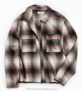 China Clothing Factory Mens Zipper Fly <strong>Flannel</strong> Shirt Bomber Checked Two Chest Pockets Plaid Shirt <strong>Jackets</strong> - Product Image 2