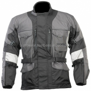 Chaqueta de Motociclista de Lona Recubierta Premium Gris Negra, Impermeable, Protectora, para Motociclismo y Automovilismo, OEM ODM - Product Image 1