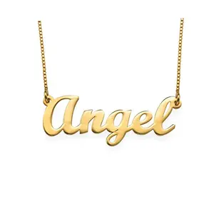 Gepersonaliseerde Aangepaste Naam Ketting Sieraden 18K Vergulde Over 925 Sterling Zilveren Naamplaatje Ketting