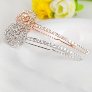 Teemi wholesale beauty new <span class=keywords><strong>rose</strong></span> gold plated luxury cubic zircon bridal wedding <span class=keywords><strong>Rose</strong></span> flower hair accessories hairpin - Product Image 4