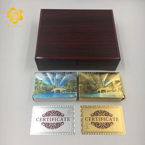 Thẻ Chơi Bài Lá Vàng 24K Dubai Burj Al Arab Thẻ Trò Chơi Lá Vàng Và Bạc Đầy Màu Sắc Hộp Gỗ Đen - Product Image 5