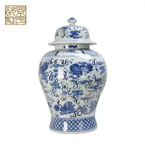 Productos al por mayor de porcelana antiguo azul y blanco de cerámica decorativa ginger jar tapa