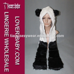 Hand Flaps shield hot scarf Panda Animal Bear faux fur hoods - Product Image 1