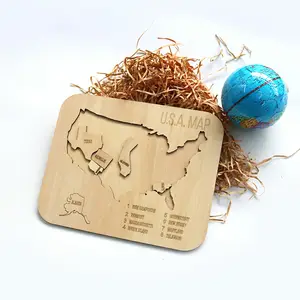 China wholesale laser cut 3d wooden puzzle of USA map jigsaw puzzle