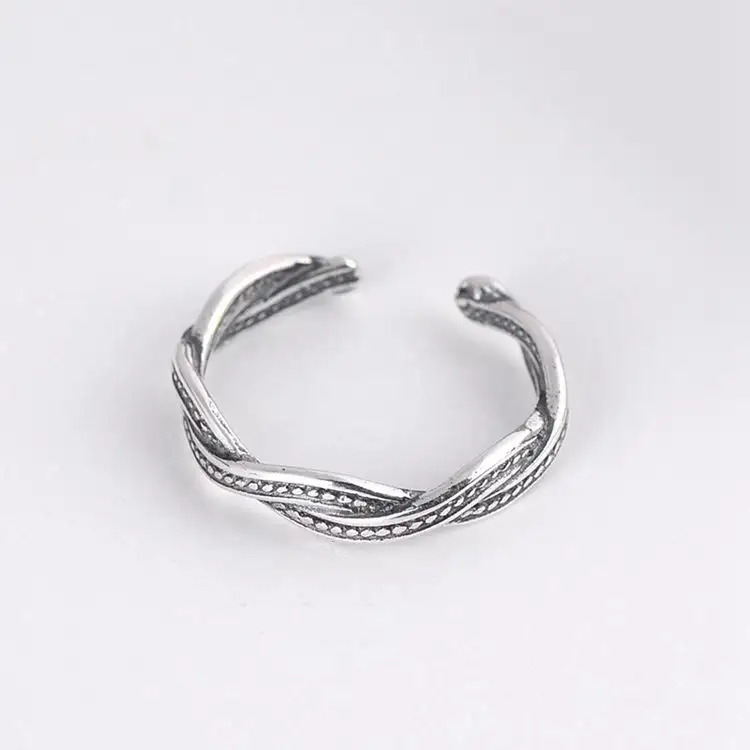 S925 Retro sterling zilver oude ketting weven joint tat ring
