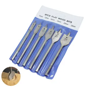 6Pcs 10-25mm Professional Quick Change Hex Shank Shank Flat Spade <strong>Wood</strong> <strong>Drill</strong> <strong>Bit</strong> for <strong>Wood</strong> Cutting - Product Image 1