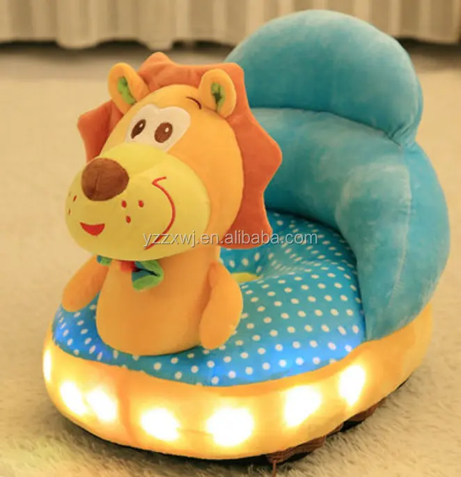 무료 샘플 플러시 소파 스파클 소프트 라이온 동물 소파 글로우 사자 아기 의자