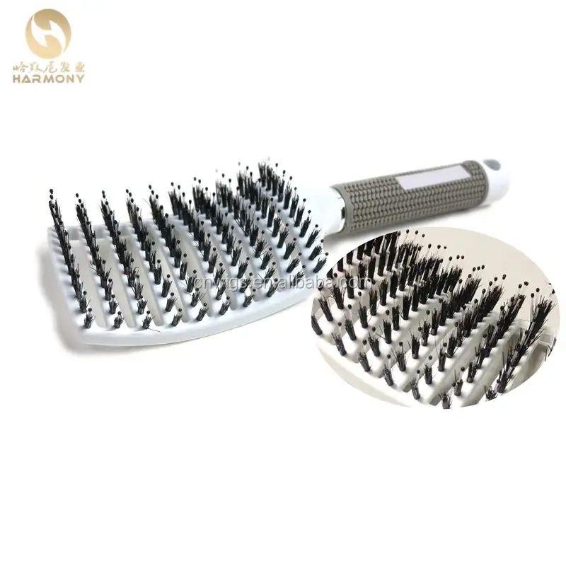 NEW ARRIVE curved boar bristle vent hair brush black and white color in stock Salon hairdressing bristle brush